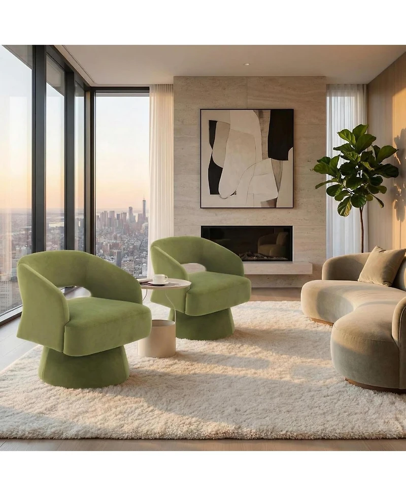 gaomon Modern Swivel Barrel Accent Chair,360 Upholstered Armchair with Striped Backrest and Plush Padding,Comfy Round Lounge Chair