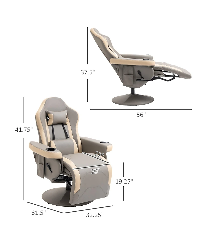 Boyel Living Manual Recliner Armchair Pu Leather Lounge Chair Adjustable Leg Rest 360degree(s) Swivel