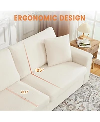 gaomon 90" Velvet 3-Seater Sofa, Oversized Tufted Couch with Wide Armrests and Washable Cushions, Living Room