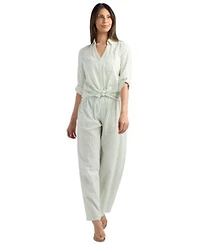 Bcx Womens Striped Button Up Shirt Pant Set