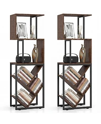 Slickblue 6 Tier Geometric Tree Bookshelf S Shape Open Shelf Bookcase