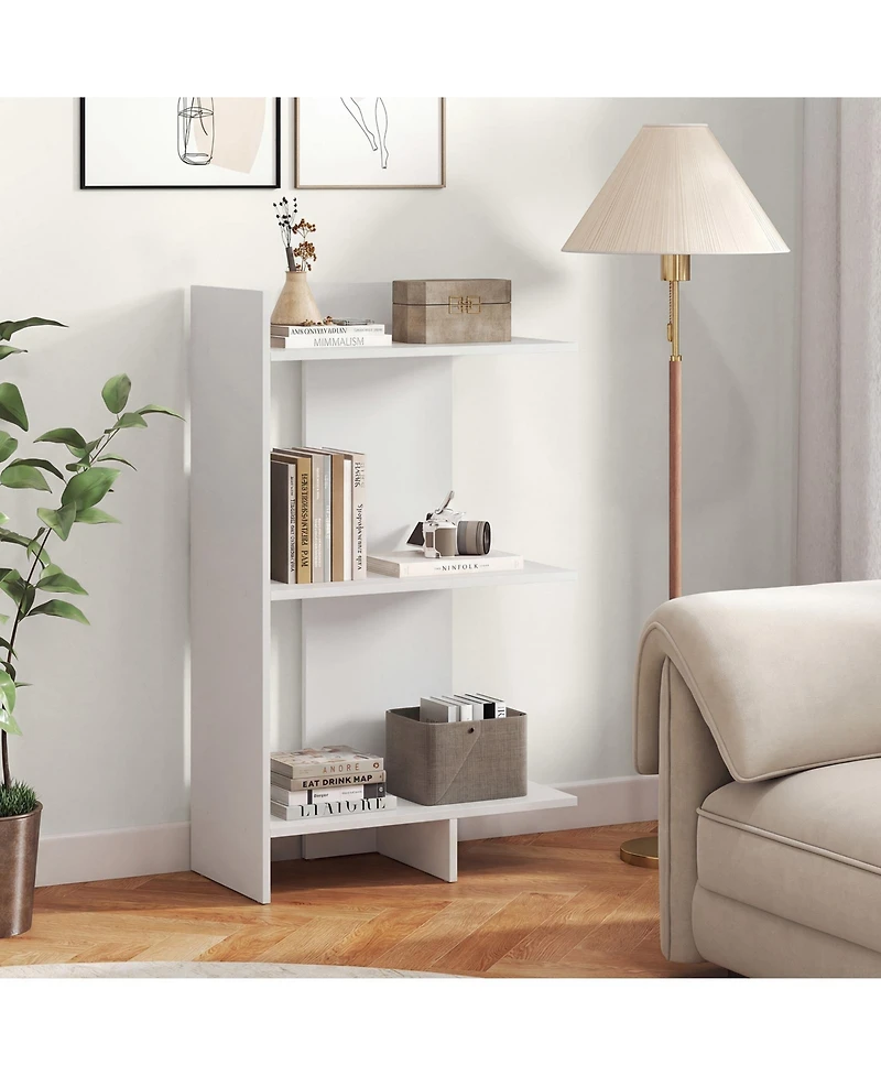 Slickblue 3 Tier Wood Bookcase with Anti Tip Safety Kit Storage Shelf