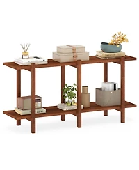 Slickblue 2 Tier Wood Display Bookcase Low Horizontal Shelf