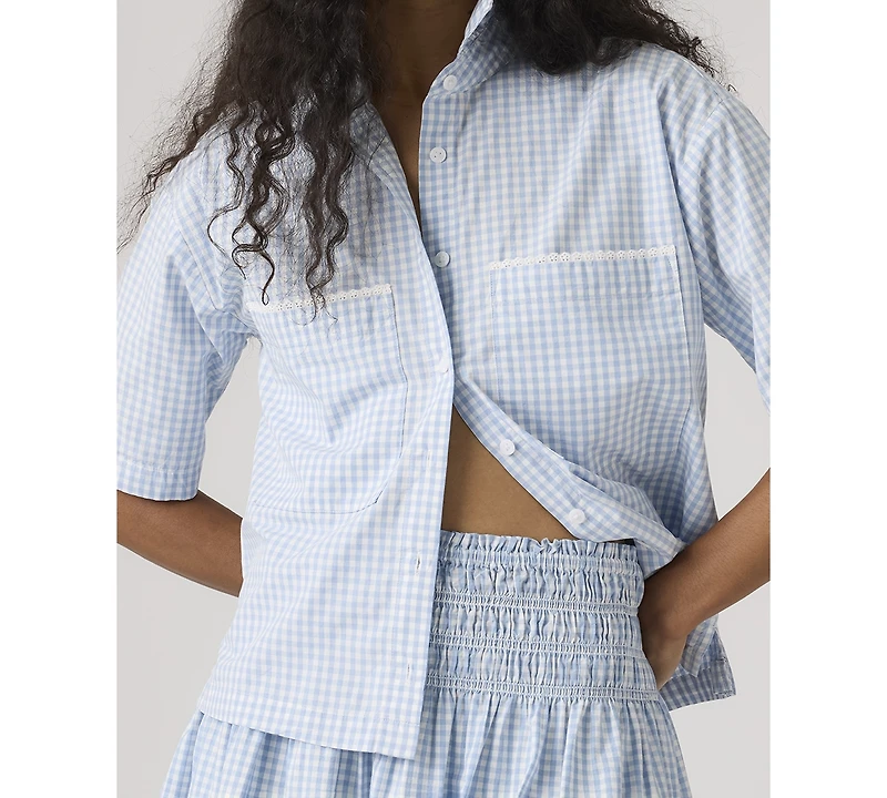 Levi's Women's Novelty Harlie Short-Sleeve Cotton Cropped Shirt