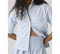 Levi's Women's Novelty Harlie Short-Sleeve Cotton Cropped Shirt