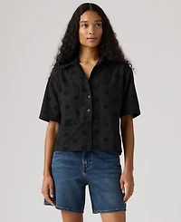 Levi's Women's Novelty Harlie Short-Sleeve Cotton Cropped Shirt