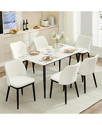 gaomon Linen Dining Chairs Set of 6, Upholstered Side Chairs with Padded Seat & Wood Legs