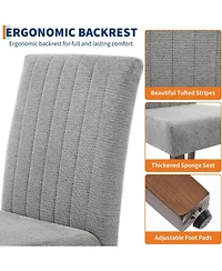 gaomon Parsons Button Tufted Dining Chairs Set of 4, Upholstered Fabric Chairs with Wood Legs, Vertical Stripe