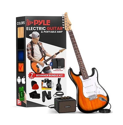 Pyle 39.2 Full-Size 6-String Electric Guitar Kit with 5W Amplifier and Accessories PEGKT400NB