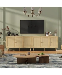 gaomon Buffet Storage Cabinet, 47.2" Rattan Sideboard with Adjustable Shelves, Modern Coffee Bar Credenza for Kitchen, Living Room, Entryway, Din