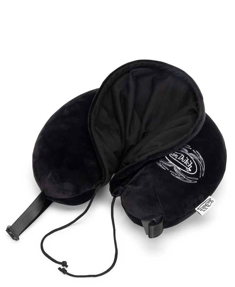 Von Dutch Pinstripe Hooded Memory Foam 11" Travel Neck Pillow