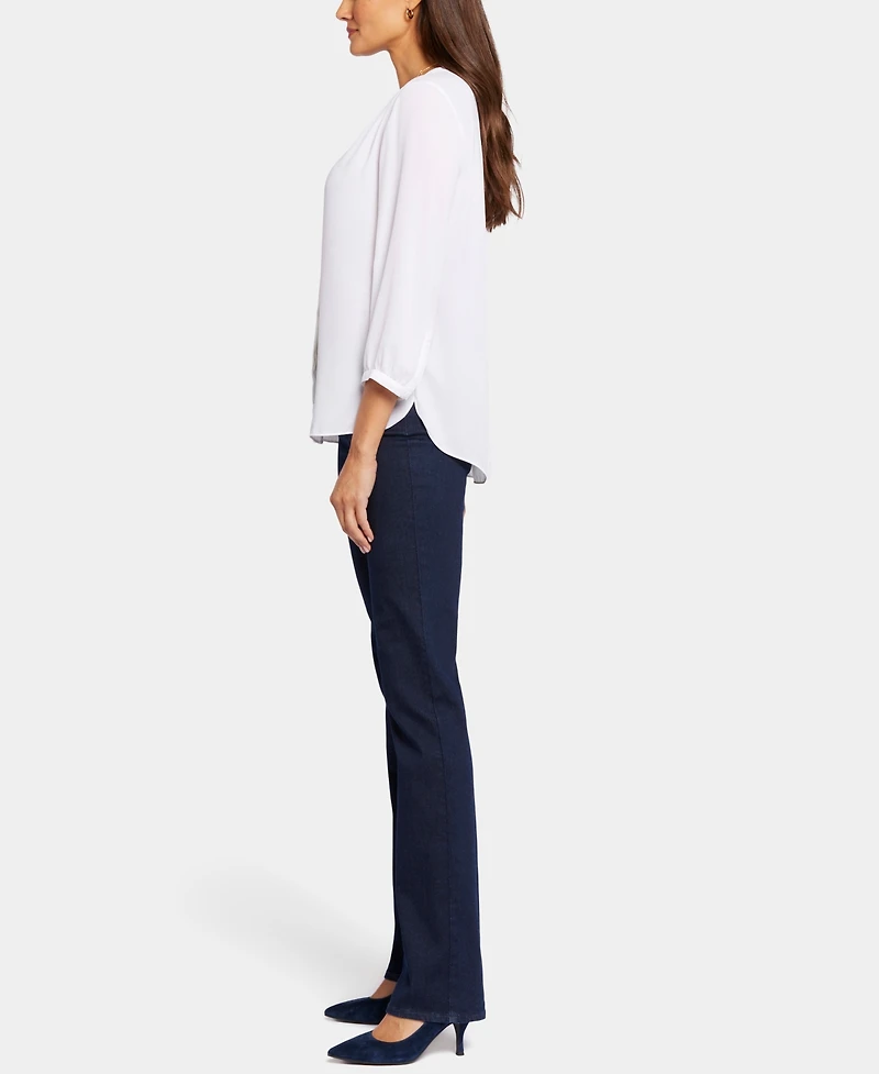 Nydj Petite Pintuck Split neck Top