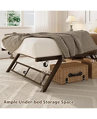 gaomon Pop Up Trundle Bed Frame, Foldable Metal Platform, Trundle Day Bed with Lockable Casters