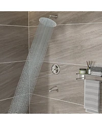 Busdays 10" Round Rain Shower Head Systems with Waterfall Tub Spout, Brushed Nickel,Wall Mounted shower