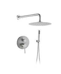 Busdays Wall Mounted Round Shower Combo Set with 10" Rain Shower head and Handheld Shower Head Set with Pressure Balancing Valve