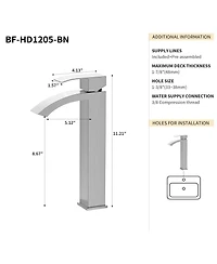 Busdays Bothwa Home 11.21" Cupc Certified Single Handle Bathroom Sink Faucet (Brushed Nickel Finish)