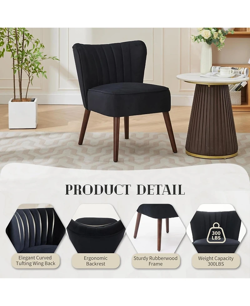gaomon Modern Velvet Accent Chair Set of 2 with Wood Legs