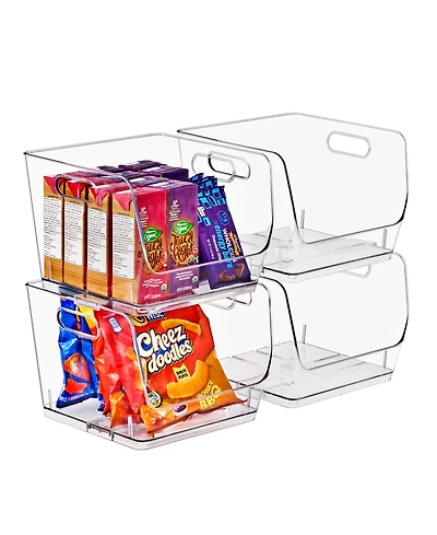 Sorbus Medium Square Stackable Open Front Storage Bins - For Pantry, Kitchen and Home Organization