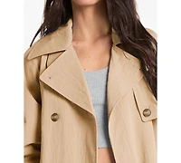 Michael Kors Women's Collared Neck Oversize Belted Trench Coat