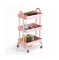 Gouun 3-Tier Metal Rolling Utility Cart with Wheels Mobile Storage Organizer Trolley