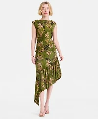 I.N.C. International Concepts Sleeveless Printed Mesh Top Asymmetric Hem Midi Skirt Macys Exclusive