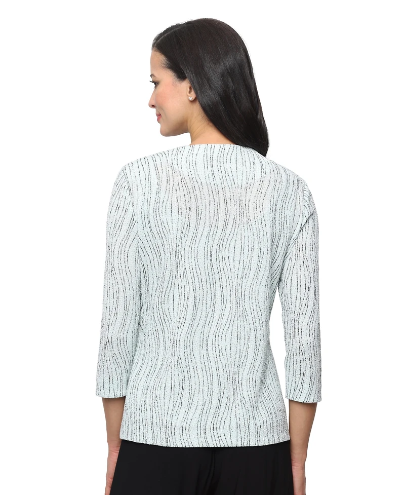 Alex Evenings Women's Jacquard Knit Scoop Neck Tank Top & Jacket, 2-Piece Set
