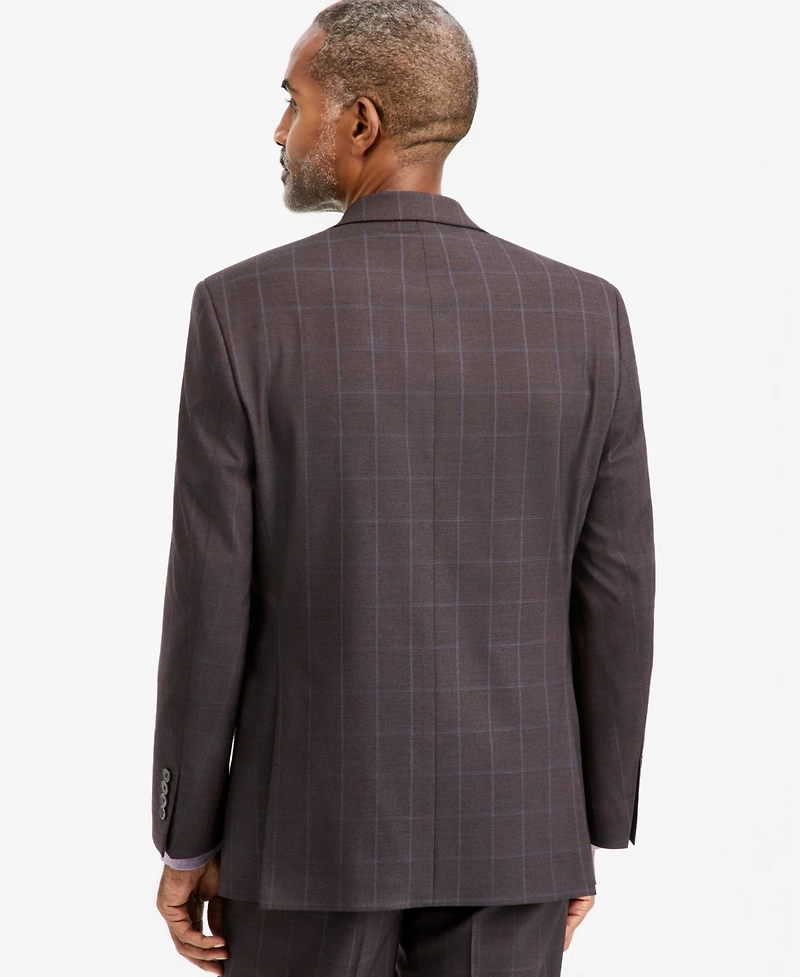 Tallia Men's Classic-Fit Brown & Blue Check Suit Separate Jacket