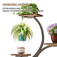 62" Tall Metal Plant Flower Holder Stand with Lights 8 Tiered Plant Shelf