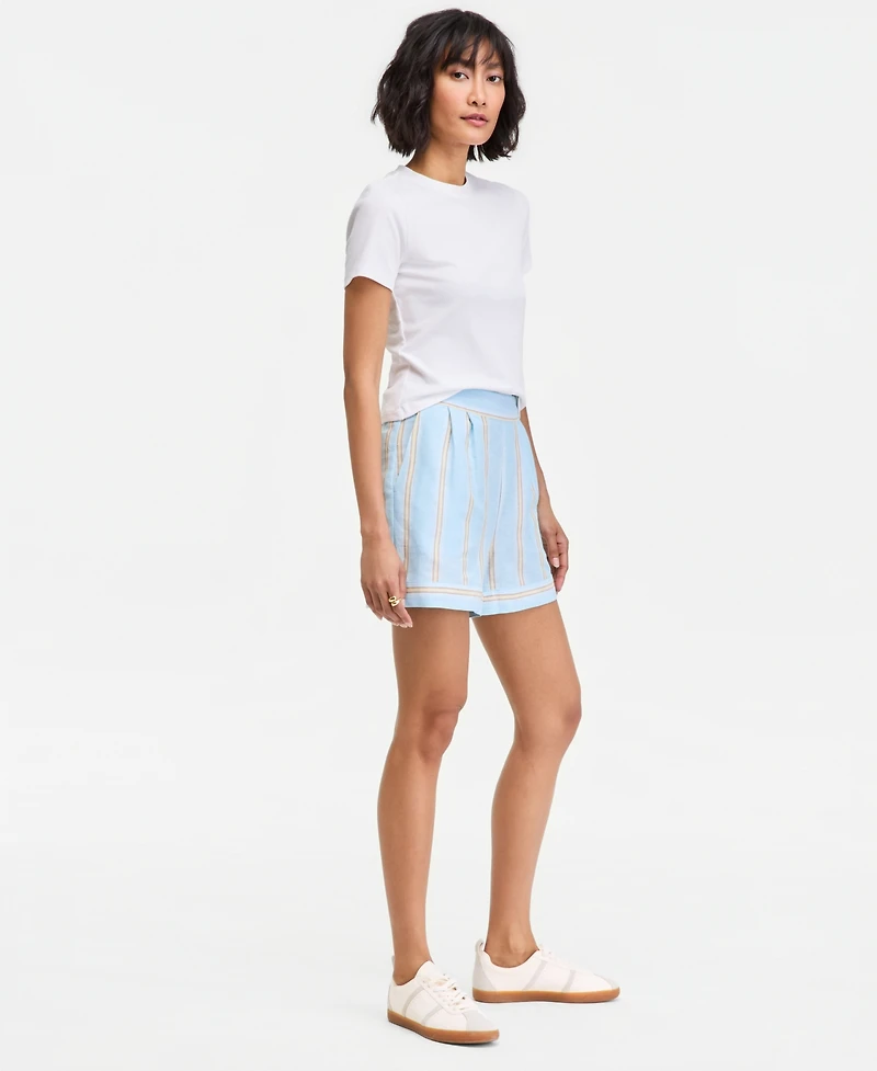 On 34th Women's Linen-Blend Tailored Pull-On Shorts, Macy's Exclusive