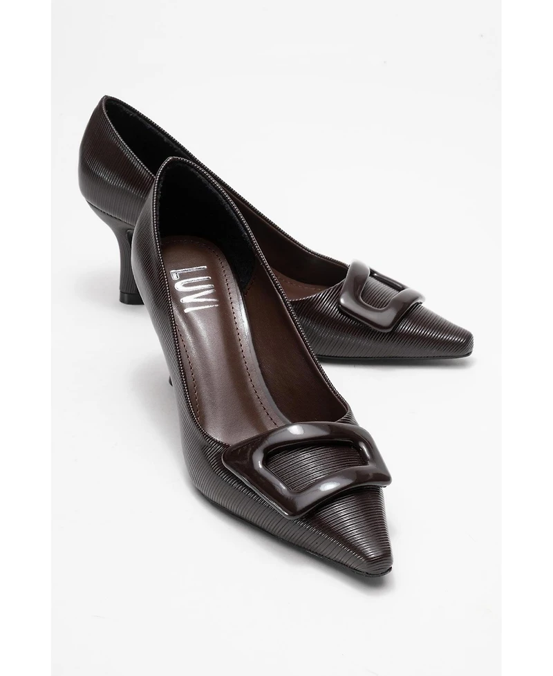 Prologue Shoes Women's Astra Buckle Pointed Toe Pump