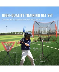 Mecale 7 x 7 Ft Baseball Softball Practice Net with Bow Frame, Tee, 12 Balls and Ball Collector