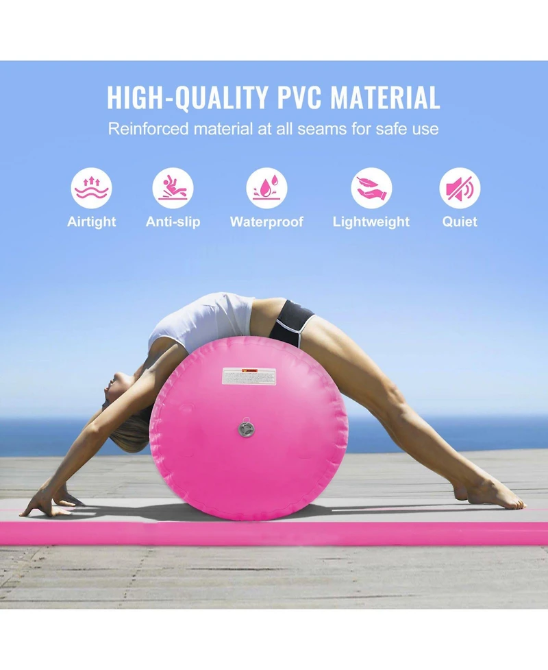 Mecale 2-Piece Inflatable Gymnastics Air Mat Set with Air Roller and Pump