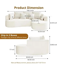 gaomon Sectional Cloud Modular Modern Curved Sofa with Chaise Lounge Chenille Fabric Convertible Compression Sleeper Sofa