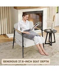 gaomon Modern Accent Chair, Comfy Chair with Metal Frame Wooden Armrest, Cozy Reading Chair with Soft Cushion for Bedroom, Living Room