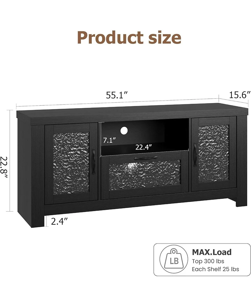gaomon Tv Stand for 65 Inch Tv, Farmhouse Entertainment Center with Acrylic Door Storage Cabinet & Adjustable Shelves