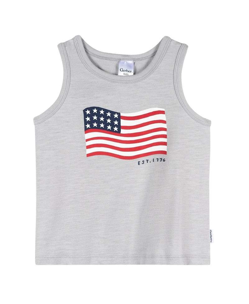 Gerber Baby Boys 3-Piece T-Shirts and Shorts, Stars and Stripes, 18 Months