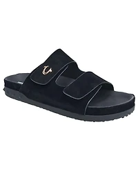 True Religion Men's Sean Double Strap Metal Logo Sandal