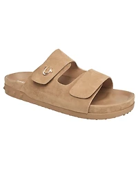 True Religion Men's Sean Double Strap Metal Logo Sandal