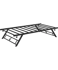 gaomon Twin Size Pop Up Trundle Bed Frame,Foldable Metal Platform,Trundle Day Bed with Lockable Casters