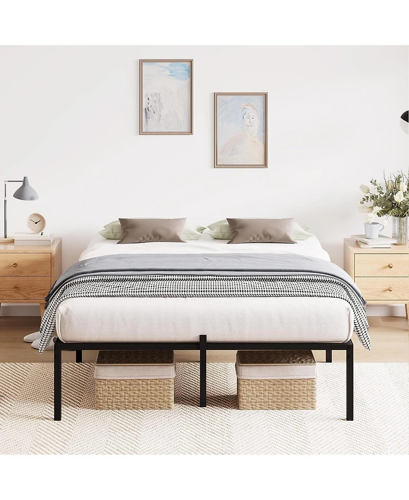 gaomon 16 Inch Queen Size Metal Bed Frame - Heavy Duty Platform Bed with Under Bed Storage, Easy Assembly, No Box Spring Needed