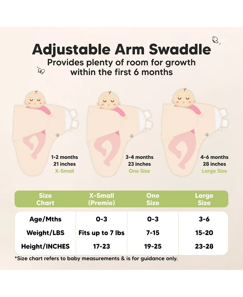 3pk Organic Swaddle Sleep Sacks with Knot Hats, Newborn 0-3 Months