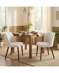 gaomon Wooden Dining Chairs Set of 6,Upholstered Dining Chairs Modern Fabric Kitchen Chairs with Back for Kitchen,White