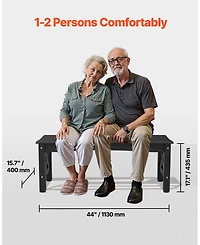 Gouun 44.5-Inch Weatherproof Plastic Outdoor Bench with Adjustable Feet