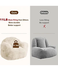 gaomon Fluffy Faux Fur Bean Bag Chair Cover with Filler, Machine Washable, Anti-Slip Storage Bag