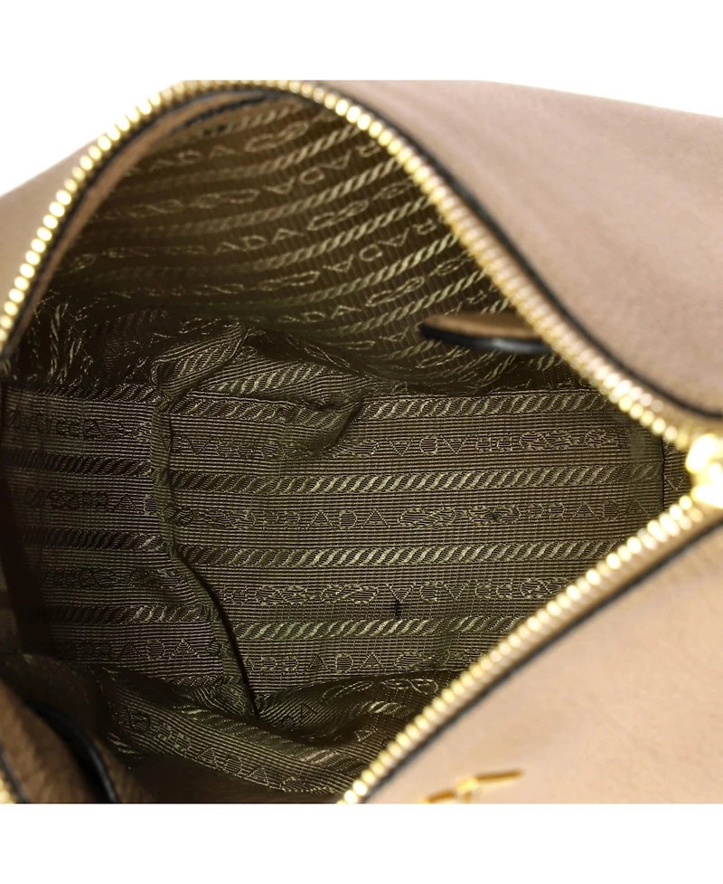 Pre-Owned Prada Medium Striped Strap Zip Hobo Vitello Daino