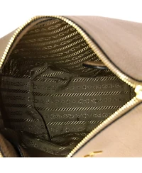 Pre-Owned Prada Medium Striped Strap Zip Hobo Vitello Daino