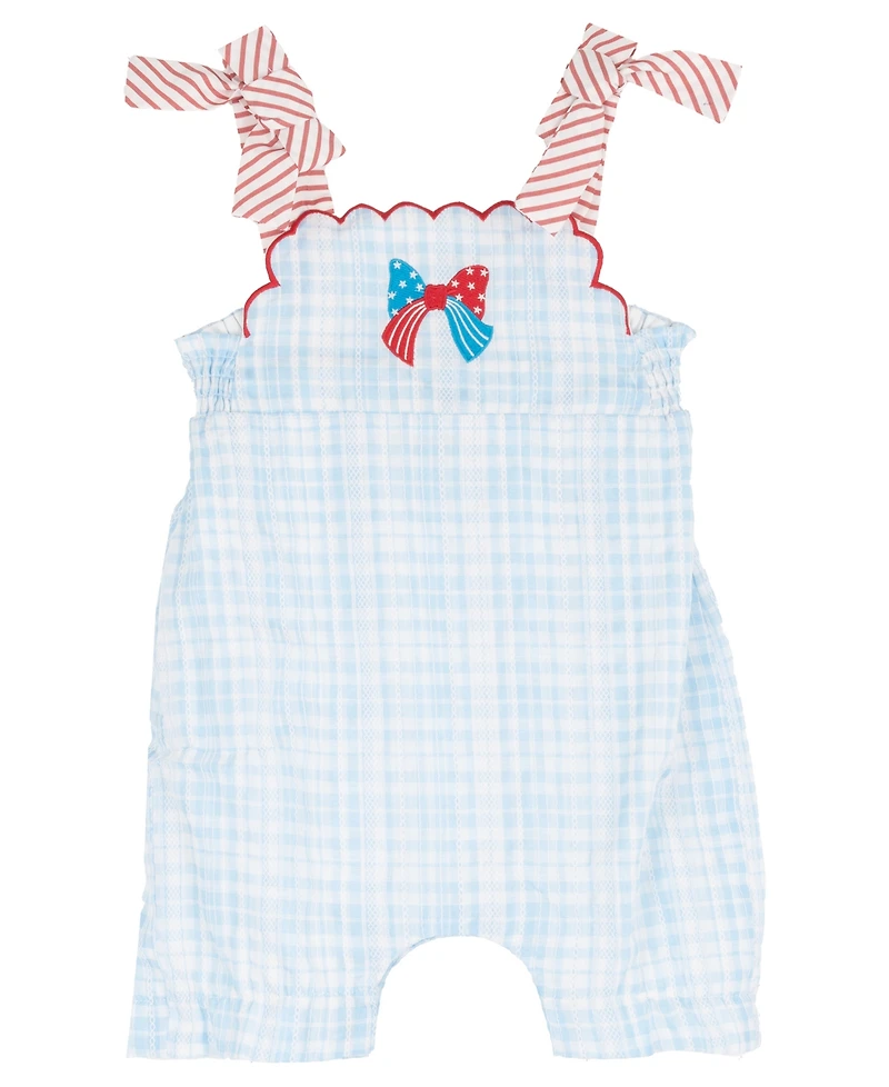 Rare Editions Baby Girls' Gingham Romper with Embroidery