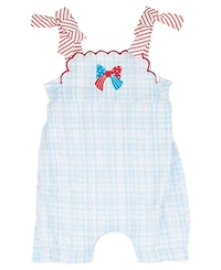 Rare Editions Baby Girls' Gingham Romper with Embroidery