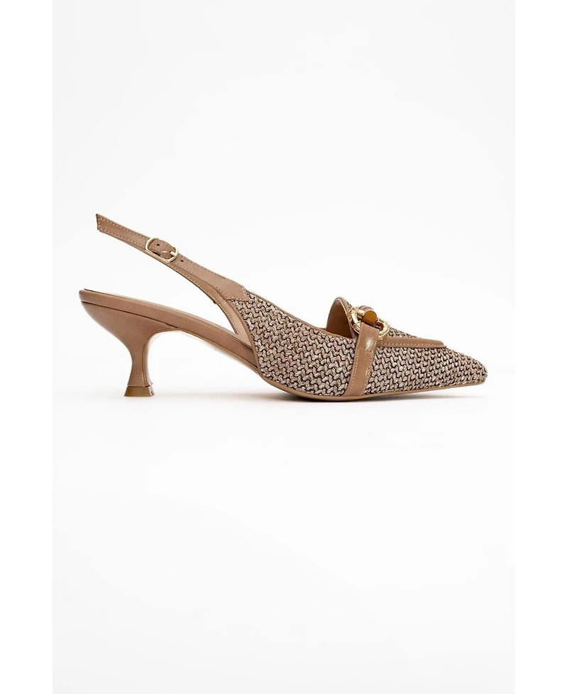 Prologue Shoes Women's Osca Pointed Toe Buckled Slingback Pump