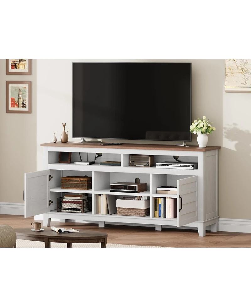 gaomon Tv Stand for 63 in, Entertainment Center with Adjustable Shelves, Farmhouse Tv Stand with Cabinet Doors,for Living Room, Bedroom